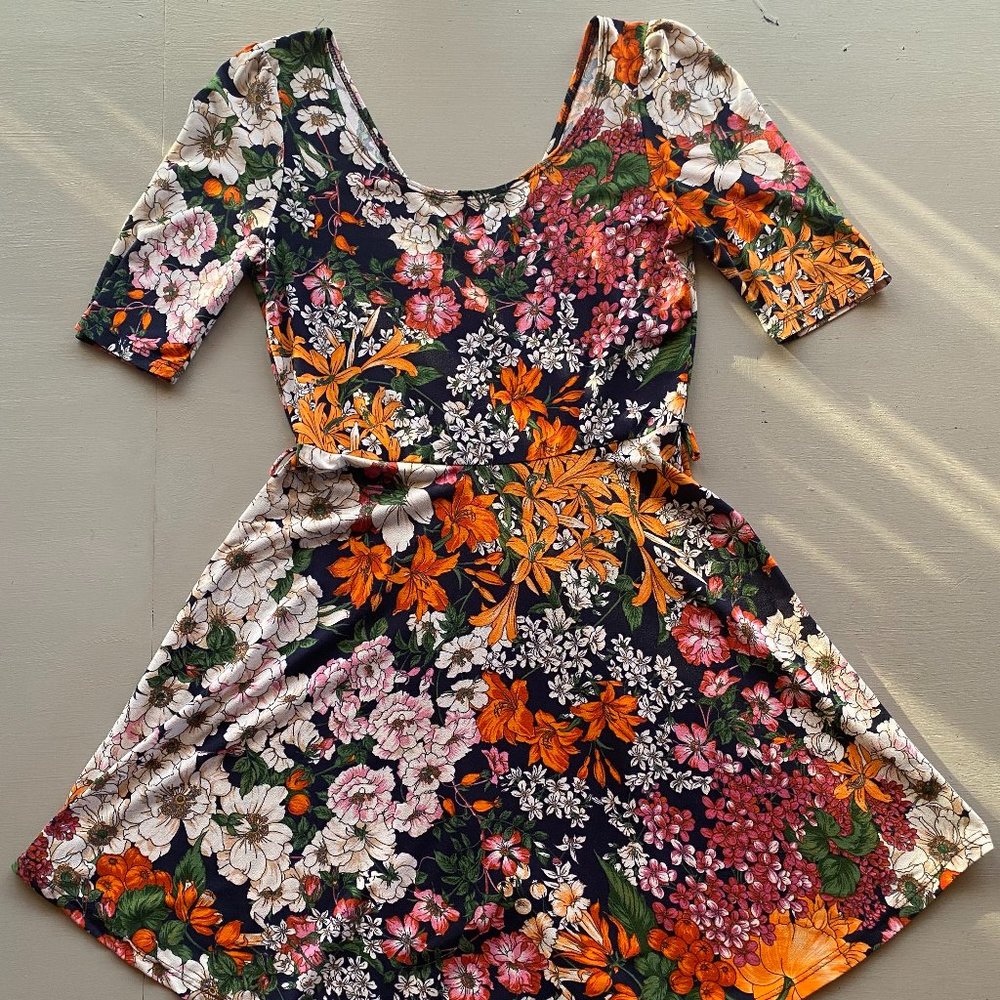 Modcloth Floral Skater Dress - Size M